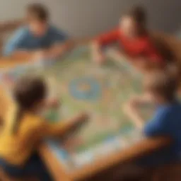 Kids playing interactive board game