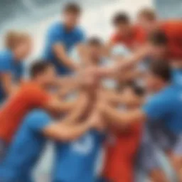 Athletes engaging in a team building exercise
