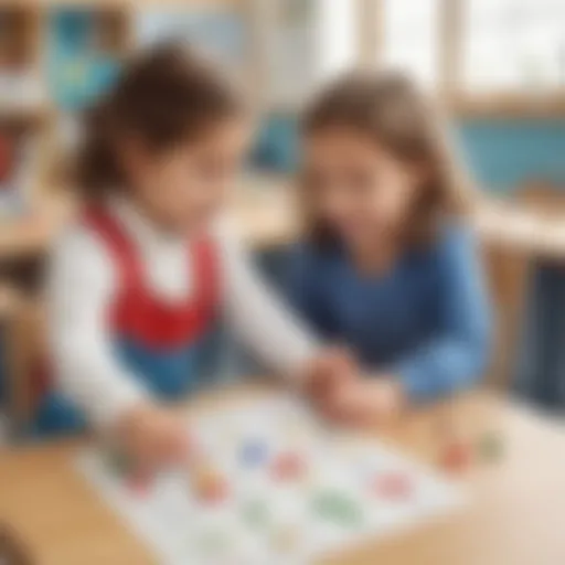 Kindergarten students engaging in a math activity