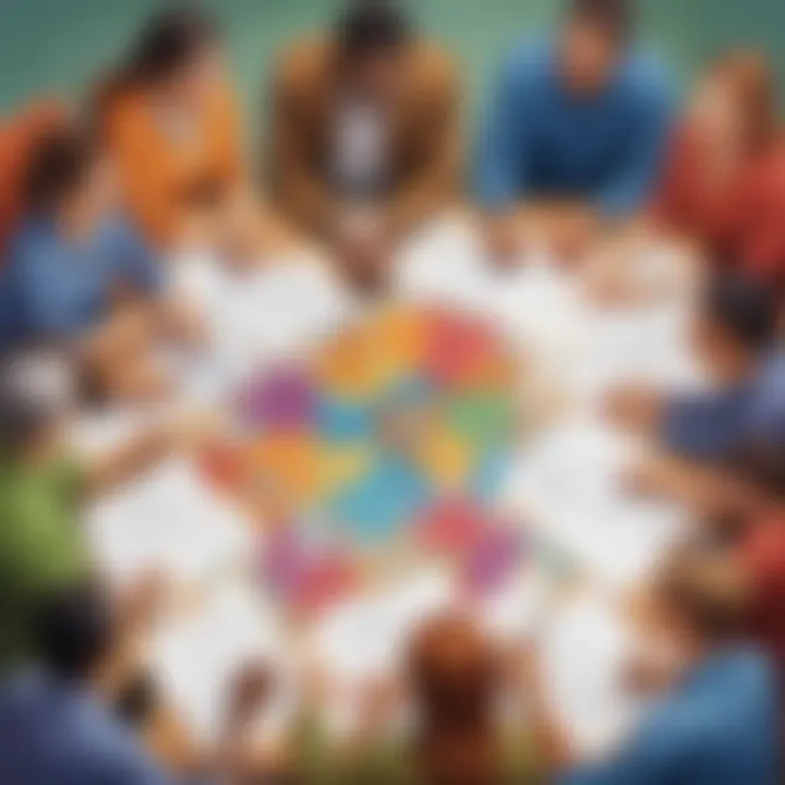 A diverse group collaborating over shared insights