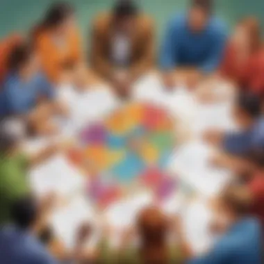 Collaborative Insights and Teamwork A diverse group collaborating over shared insights