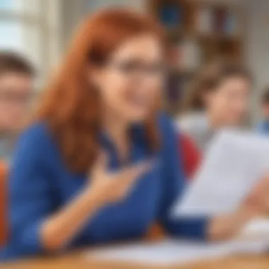 Enthusiastic Review of Insights A teacher reviewing questionnaire responses with enthusiasm