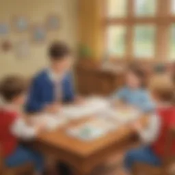 Children engaged in an interactive grammar game
