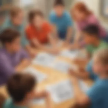 Fostering Teamwork Among Young Learners Students engaging in a collaborative group challenge
