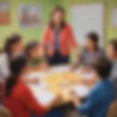Facilitating Group Dynamics for Effective Learning A teacher facilitating a group challenge in a classroom