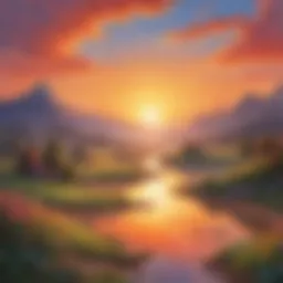 A serene landscape with a vibrant sunrise symbolizing new beginnings