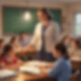 Illustration of a teacher guiding students in a classroom