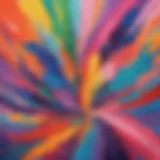 Vibrant abstract painting created by elementary students showcasing their creativity