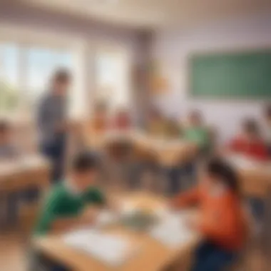 Engaging Classroom with Grammar Games Engaging classroom scene with students playing a grammar game