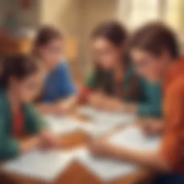 Collaborative Grammar Challenge Group of students collaborating in a grammar challenge