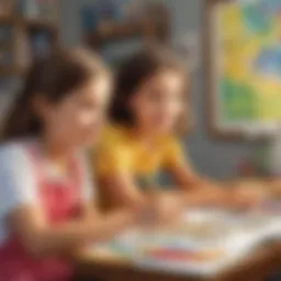 Virtual art class for kids creating colorful masterpieces