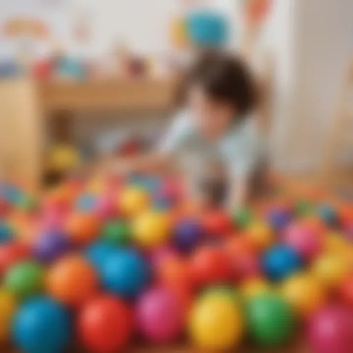 Preschoolers playing with colorful sensory balls