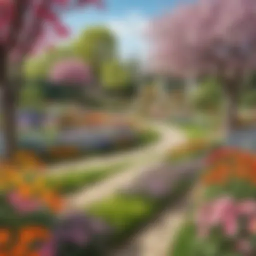 Colorful spring flowers in a preschool garden