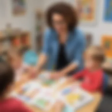 Educator facilitating a creative art session for toddlers