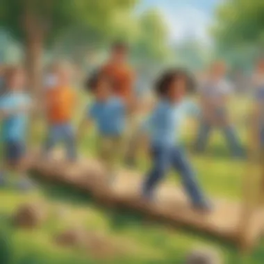 Young students participating in a fun obstacle course