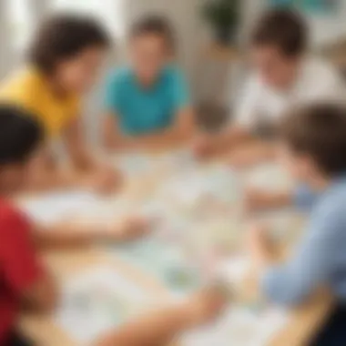 Collaborative Vocabulary Activities for Young Learners Group of children collaborating on vocabulary activities