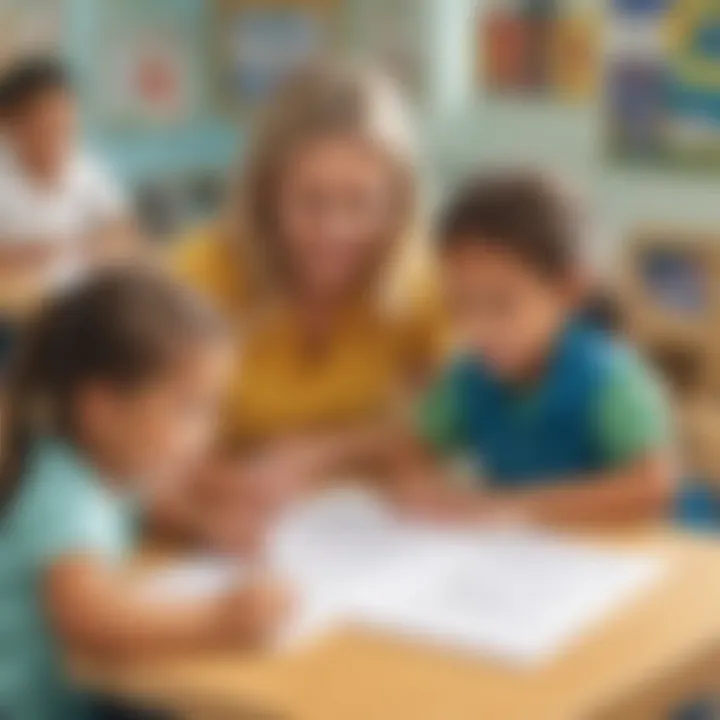 A vibrant classroom with children engaged in writing