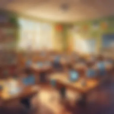 Dynamic Classroom Environment A vibrant classroom setting with students conducting an inquiry experiment.