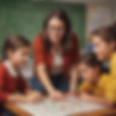 Facilitating Learning with Math Games A teacher guiding students during a math game session