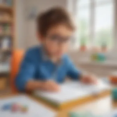 Illustration of a child engaged in interactive math learning on ElemFun