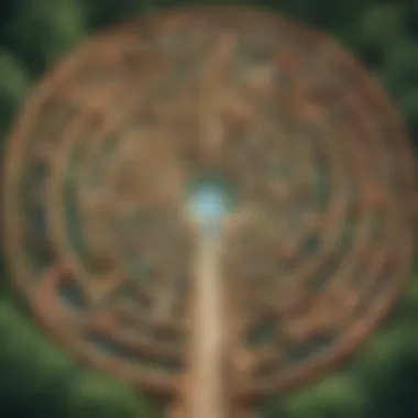 Pathways to Enlightenment An intricate labyrinth symbolizing the journey of self-discovery and growth