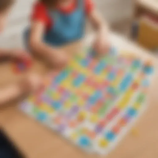 Engaging kindergarten students in a fun subtraction game using colorful manipulatives.