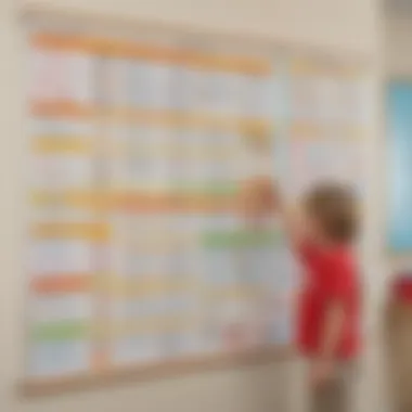 A structured daily routine chart displayed on the wall