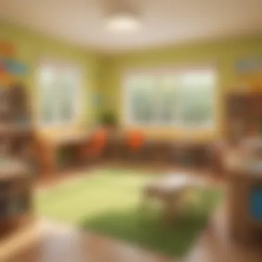 Kindergarten classroom with reading nook and cozy atmosphere