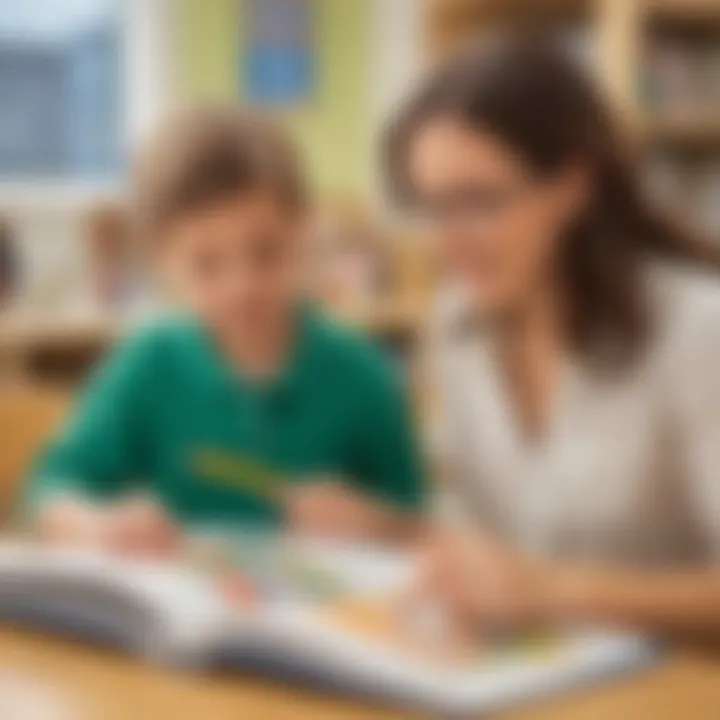 Kindergarten student interacting with a reading mentor