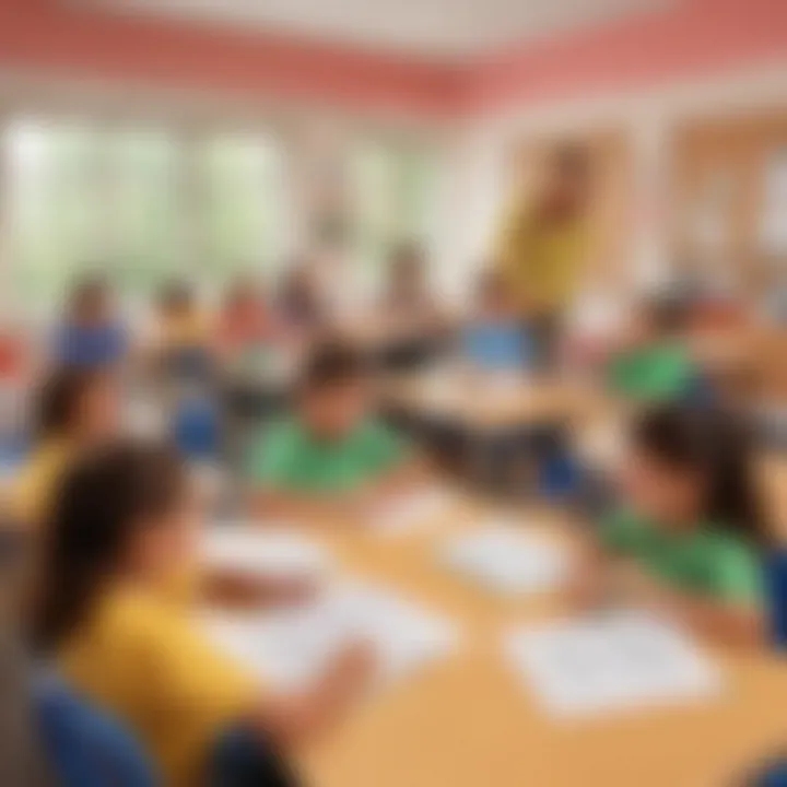 A vibrant classroom setting with students engaged in spelling activities.