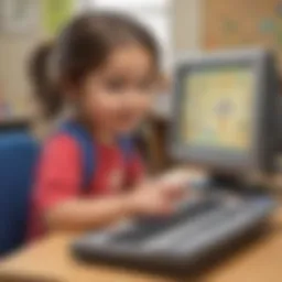 Kindergarten student engaging with computer program