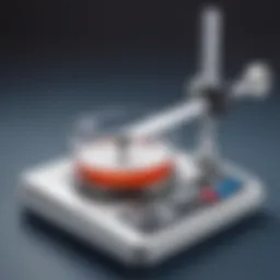Close-up of a laboratory balance measuring milligrams