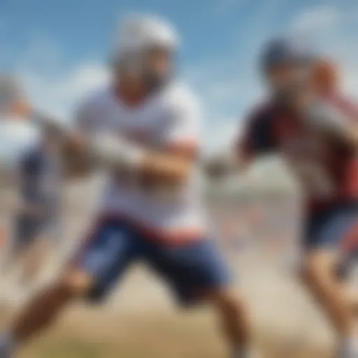 Lacrosse player in intense match