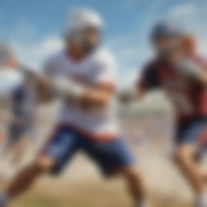 Lacrosse player in intense match