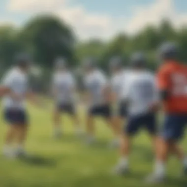 Dedicated Team Practice Lacrosse team training on field