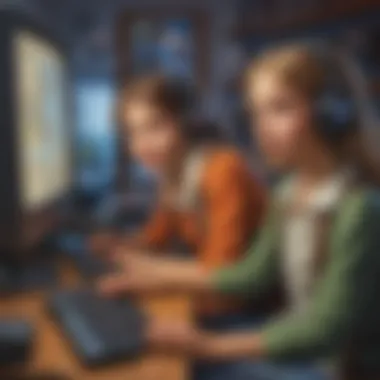 Children exploring vocabulary through a computer game