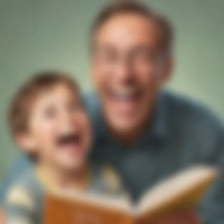 Illustration of a father and child sharing a laugh over a joke