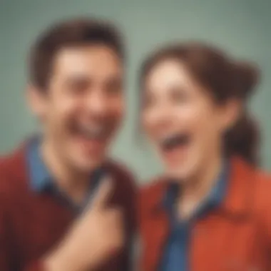 Illustration of two friends laughing together at a knock knock joke