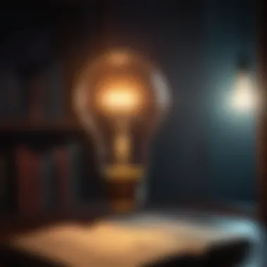 A light bulb shining brightly in a dark room symbolizing insights gained through experience