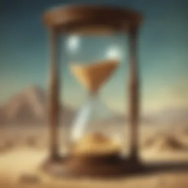 Artistic depiction of time passing with hourglass