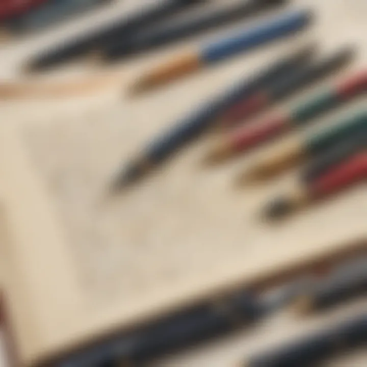 A variety of pens and inks designed for calligraphy.