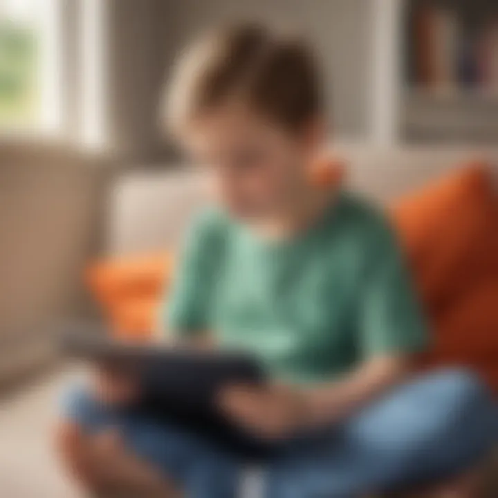 Child interacting with a reading app on a tablet