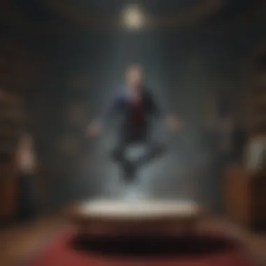 Levitation Illusion Performance Illusionist performing a levitation trick