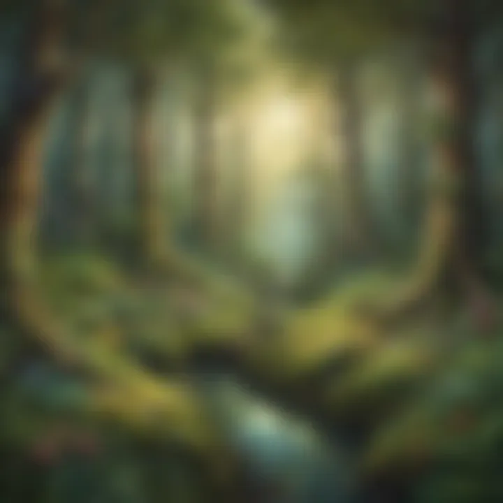 Illustration of a magical forest scene