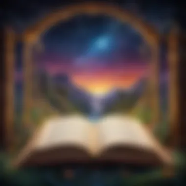 The Gateway to Magical Worlds An open book surrounded by sparkling stars and vivid illustrations.