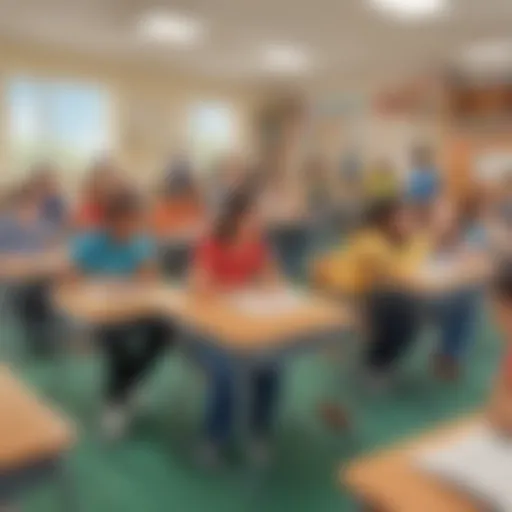 An engaging classroom setting showcasing diverse student interactions