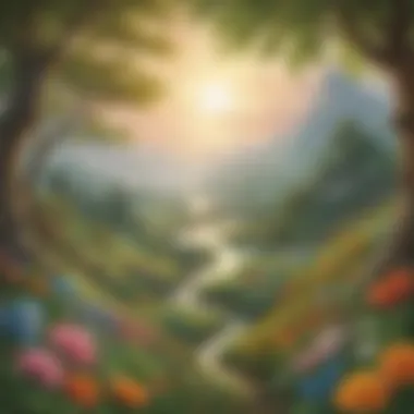 Abstract representation of numerical concepts blending with nature