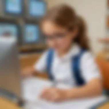 Elementary school child using educational technology