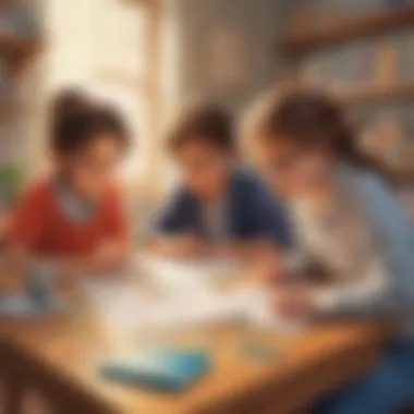 Kids Tackling Math Challenges Children engaged in solving math puzzles