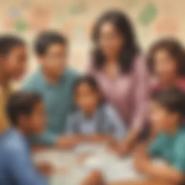 Diverse Group Engaged in Financial Discussions Illustration of a diverse group of children discussing financial concepts